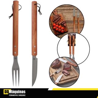 Kit Para Churrasco Cabo de Madeira 2 Peças-  Bel em Oferta na Shopee