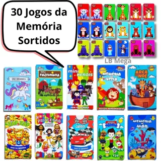 Kit 30 Unidades Jogo da Memória Sortidos Educativo para Crianças Festas Aniversario Sacola Surpresa