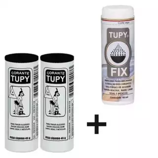 Kit Linha Tupy 2 Corantes Preto + 1 Fixador Tupy Fix para Tingir Roupa
