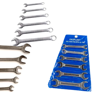 Kit Jogo De Chave Combinada 6 - 13mm Ou Fixa 6 - 17mm 6 Peças Aço Carbono Resistente Profissional
