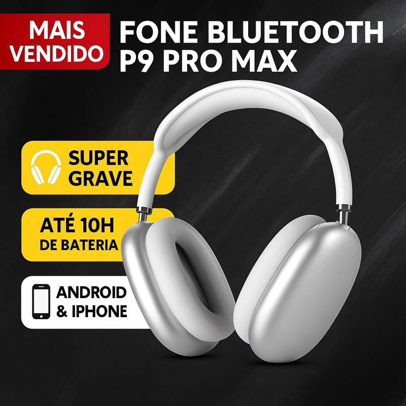Fone P9 Pro Max Bluetooth 5.0 | compativel amdroid/ios | Bateria Até ...