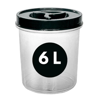 1 Pote Mantimento 6 Litros Tampa Rosca Redondo Transparente Arroz Farinha Feijão Cereais BPA FREE