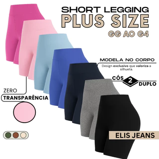Shorts Feminino Plus Size Fitness Meia Coxa Short Cintura Alta Bermuda Legging Zero Transparência em Oferta na Shopee
