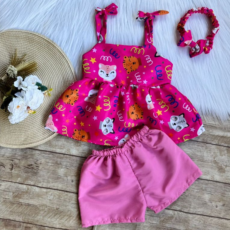 Kit Conjunto Infantil Feminino + Tiara | Roupa Menina 1, 2 e 3 anos ...