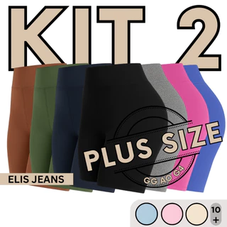 Kit 2  Shorts Feminino Plus SizeFitness Meia Coxa Short Cintura Alta Bermuda Legging Zero Transparência em Oferta na Shopee