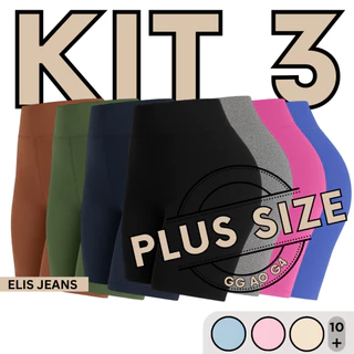 Kit 3 Shorts Feminino Plus SizeFitness Meia Coxa Short Cintura Alta Bermuda Legging Zero Transparência em Oferta na Shopee