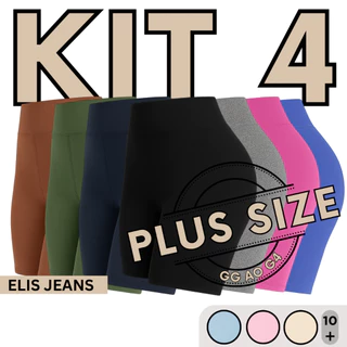 Kit 4 Shorts Feminino Plus SizeFitness Meia Coxa Short Cintura Alta Bermuda Legging Zero Transparência em Oferta na Shopee