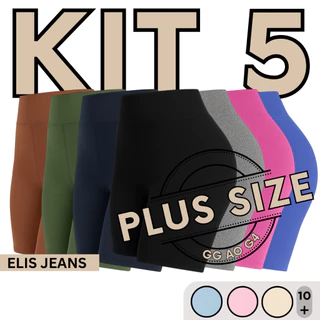 Kit 5 Shorts Feminino Plus SizeFitness Meia Coxa Short Cintura Alta Bermuda Legging Zero Transparência em Oferta na Shopee