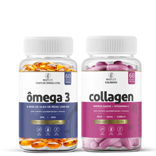 KIT Ômega 3 60 Caps. + Colágeno Hidrolisado com Vitamina C e Peptídeos BioAtivos 60 Caps BeautyLiffe