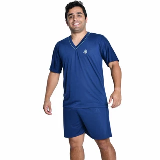 Pijama Masculino Liso Verão Curto Short e Camisa Manga Curta Gola V Malha Leve em Oferta na Shopee