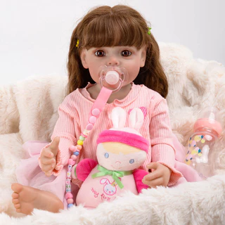 Boneca Reborn Silicone Pintada Realista Menina 55cm Olho Grande