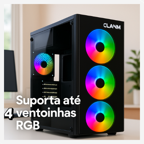 Gabinete gamer Mid Tower  Vidro Temperado smog cpu compartivel 4 Fans Rgb