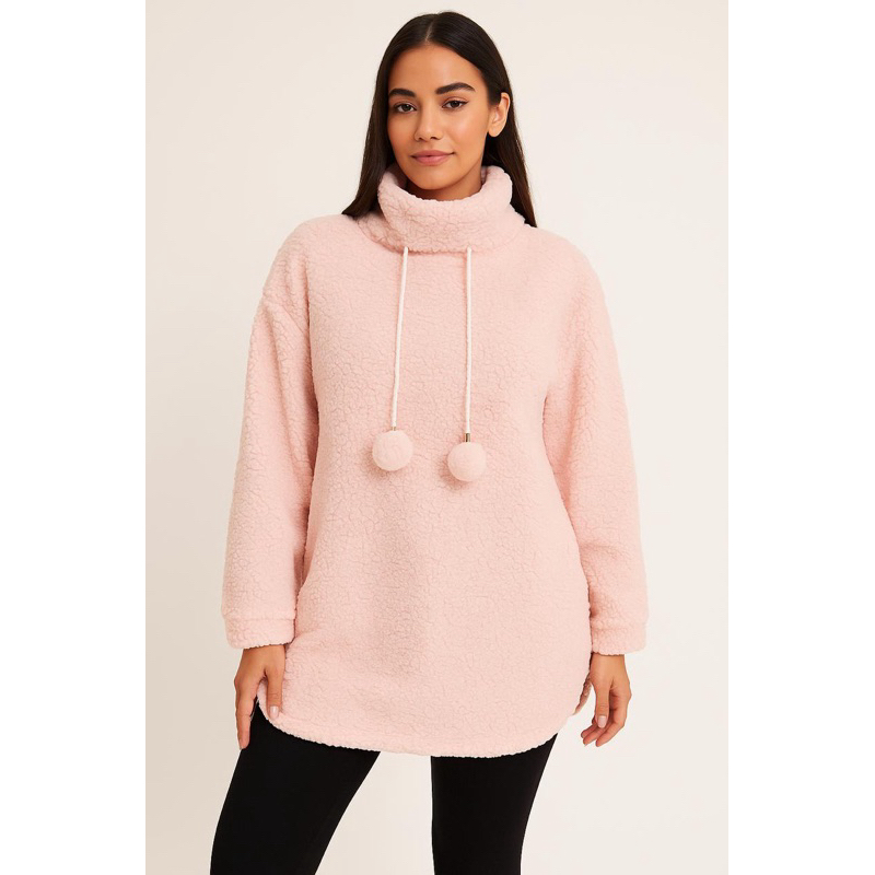 Casaco Teddy Sherpa Com PomPom Poncho Vest Leg Ted Pelinho