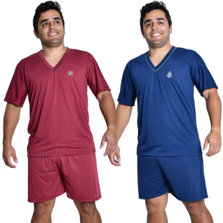 Kit 2 Pijama Masculino Curto Verão P ao GG Malha Leve e Macia em Oferta na Shopee