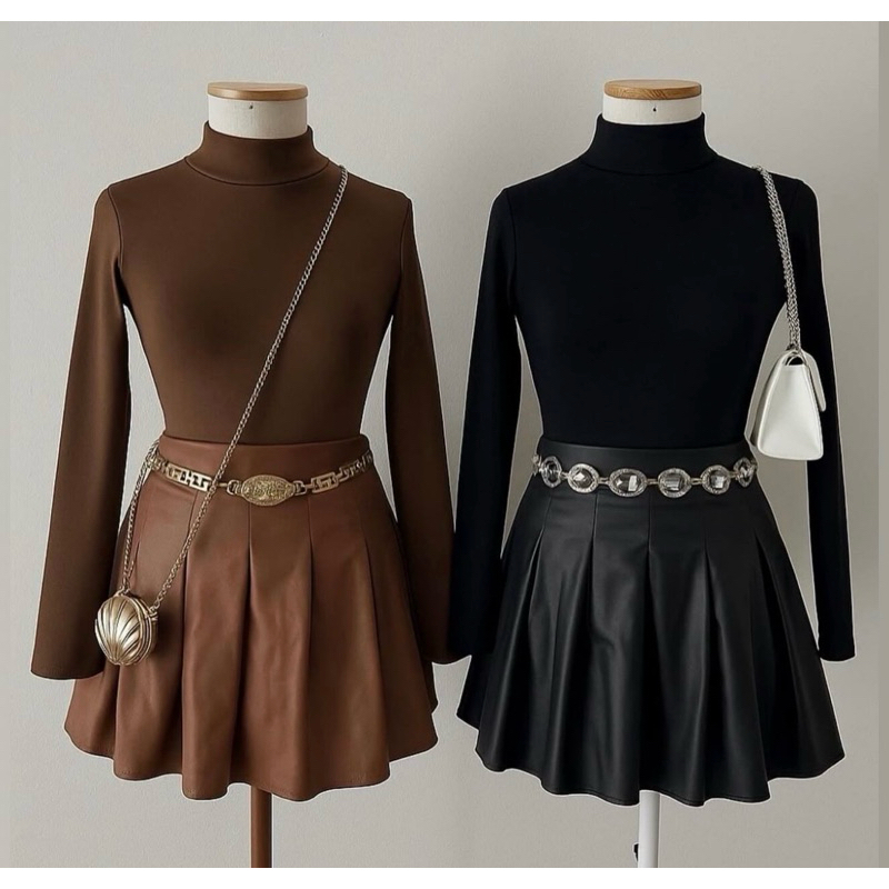 Saia Courino Rodada Saia de couro | Shopee Brasil