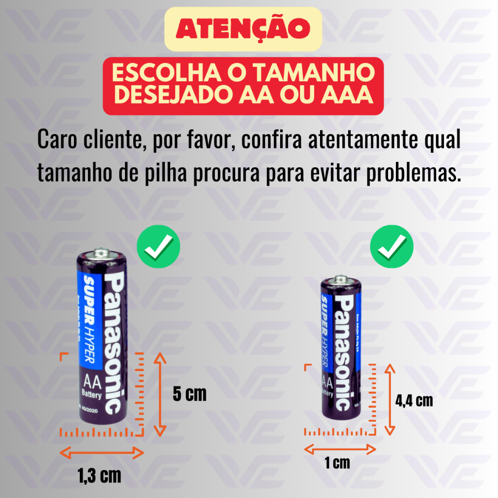 Pilhas Panasonic AA e AAA | Palito ou Comum | Kit 8, 12, 24, 32 ou 40 ...