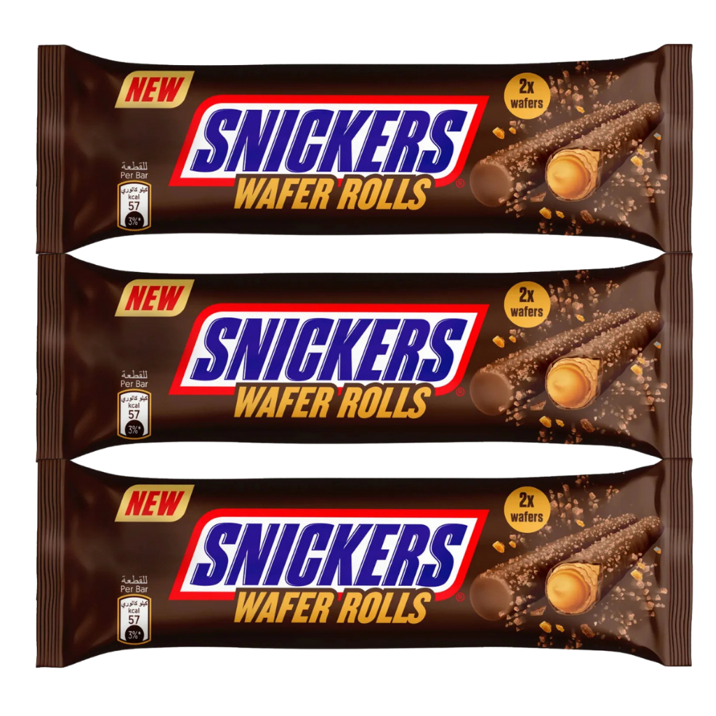 3 Palitos De Wafer Rolls Snickers Coberto Com Chocolate 24g | Shopee Brasil