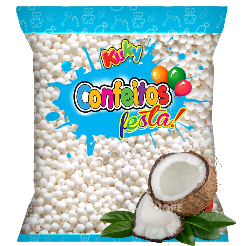 1/2/3 Confeito Perolas Bolinhas Festa 500gr Kuky - Coco (bra