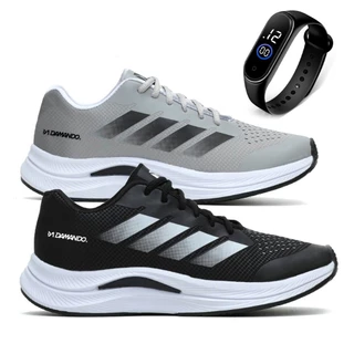 Kit Combo 2 Pares Tênis Para Treino Academia + Relógio