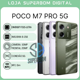 POCO M7 Pro 5G, 256GB e 12GB RAM, Câmera 50MP, Processador Dimensity 7025-Ultra, Bateria de 5110mAh Versão Global