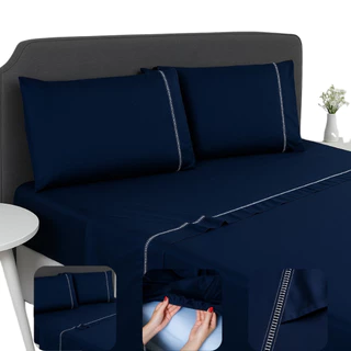 Jogo de Lençol Casal Padrão/King Size/Queen/Solteiro 04 Peças 400 Fios Micropercal Ponto Palito em Oferta na Shopee