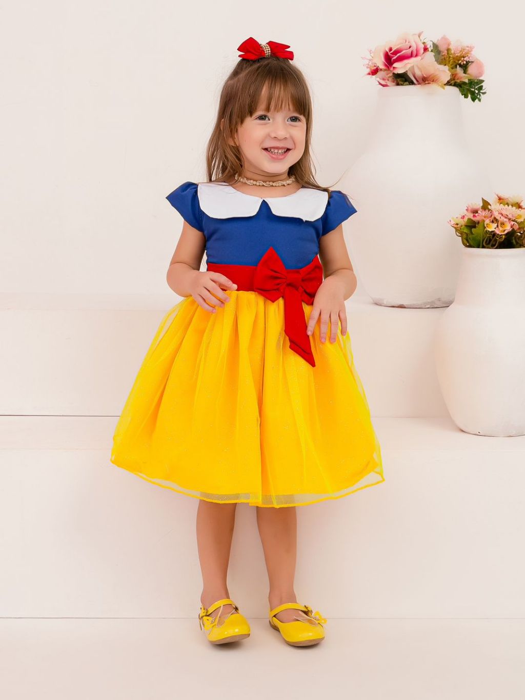 Vestido Branca de Neve Infantil | Roupa Princesa | Shopee Brasil