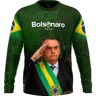 Camisa Camiseta Brasil Patriota Bolsonaro 2026 com Proteção Solar Uv50+