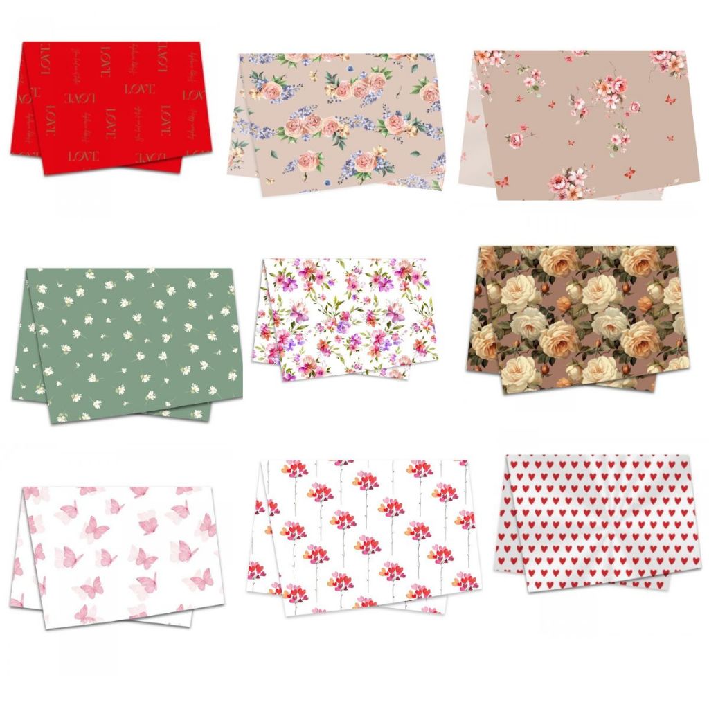Papel De Seda Estampado 50x70cm com 10 ou 20 Folhas = Presente - Amor ...