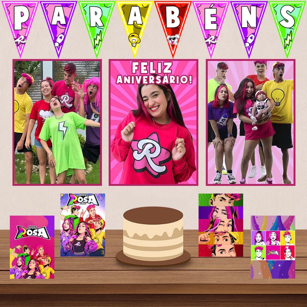 Kit Festa Tema Grupo Dos Rosas - Emilly Vick - Kit Infantil - Youtuber ...