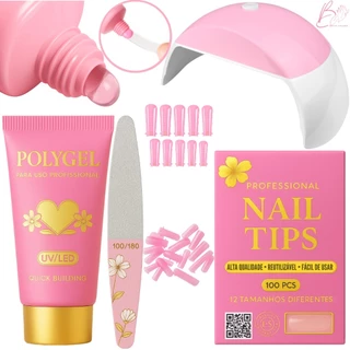 Kit Unha Gel Completo Cabine Forninho + Polygel + Lixa + 10 Unhas Molde F1 Manicure Iniciante Alonmaneto em Oferta na Shopee