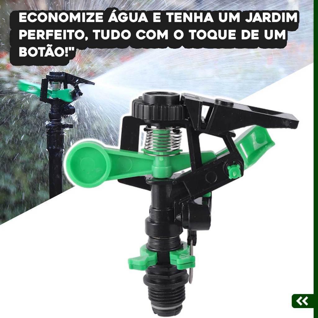 Kit Irrigador de Jardim Girátorio Profissional Resistente com Jatos Com Estaca Grama Plantação