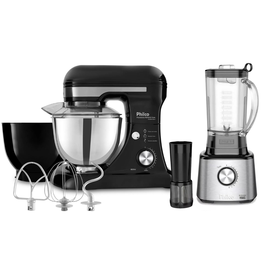 Kit Premium Gourmet Batedeira Planetaria 800w + Liquidificador 1400w ...