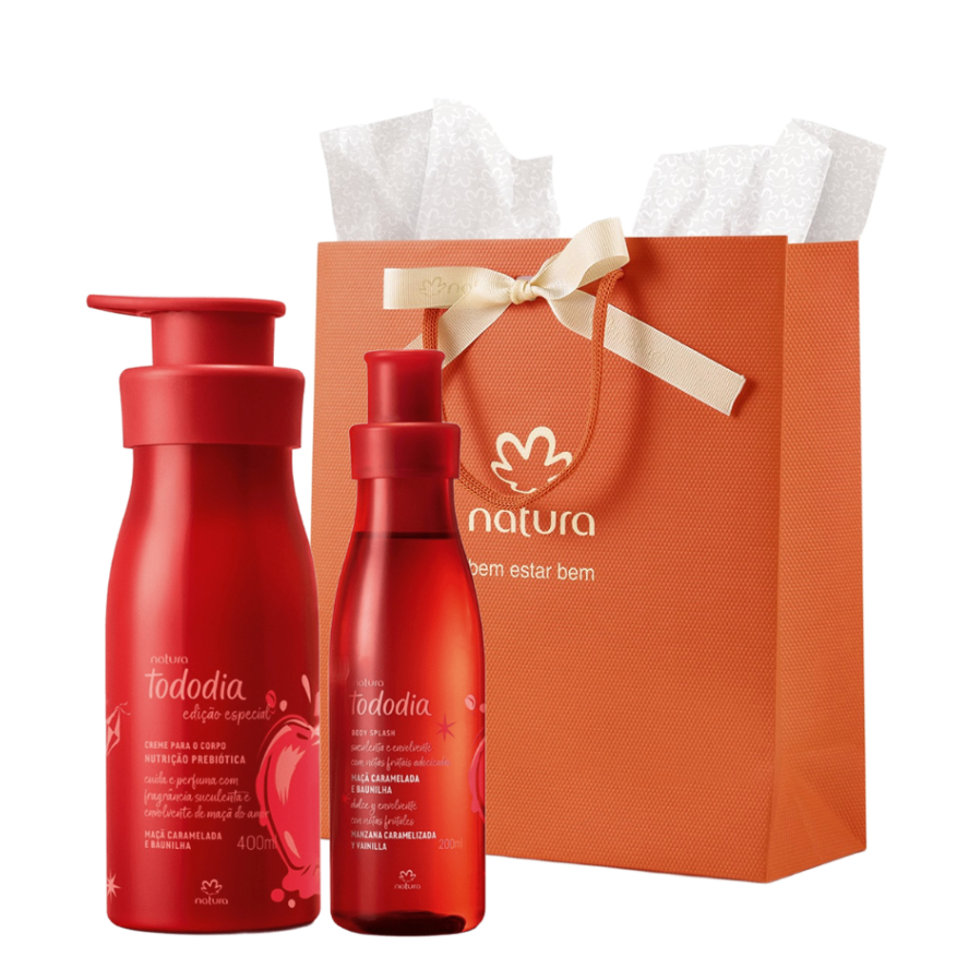 Natura Tododia Maçã Caramelada e Baunilha Kit Presente Hidratante 400ml ...