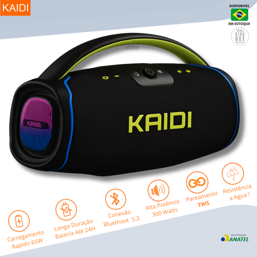 Kaidi KD-889 Caixa de Som 300W Bluetooth Grave Potente com USB e