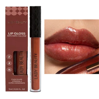 Lip Gloss Chocolate Brown Glow Lady Beauty em Oferta na Shopee