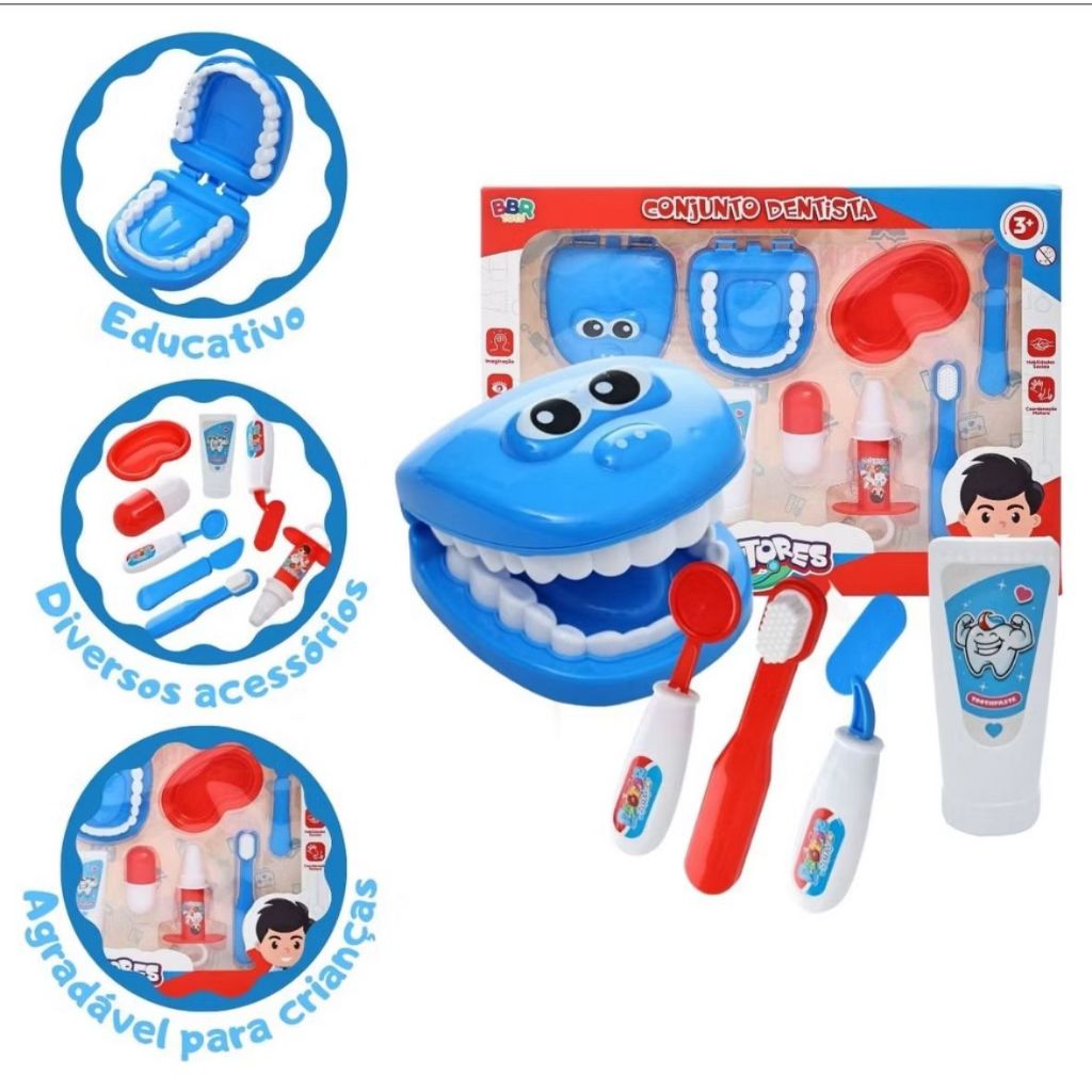 Conjunto Dentista Infantil Brinquedo Educativo | Kit Dentista Criança ...
