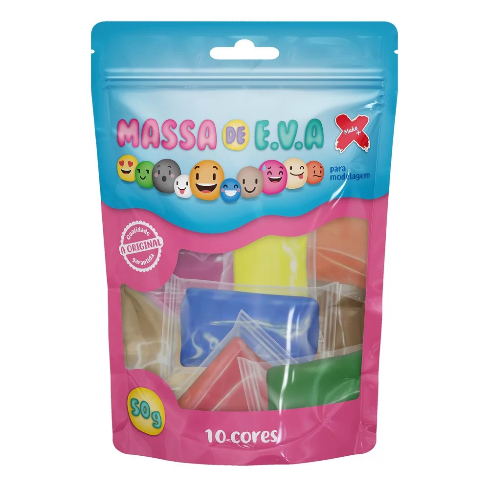 Massa De EVA 10 cores 50g Make+ para Artesanato - Não Toxico | Shopee ...