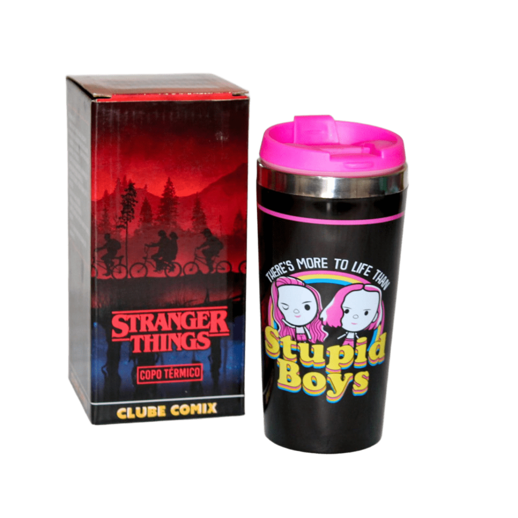 Copo Térmico Stranger Things Stupid Boys 450ml Com Tampa Eleven & Max ...