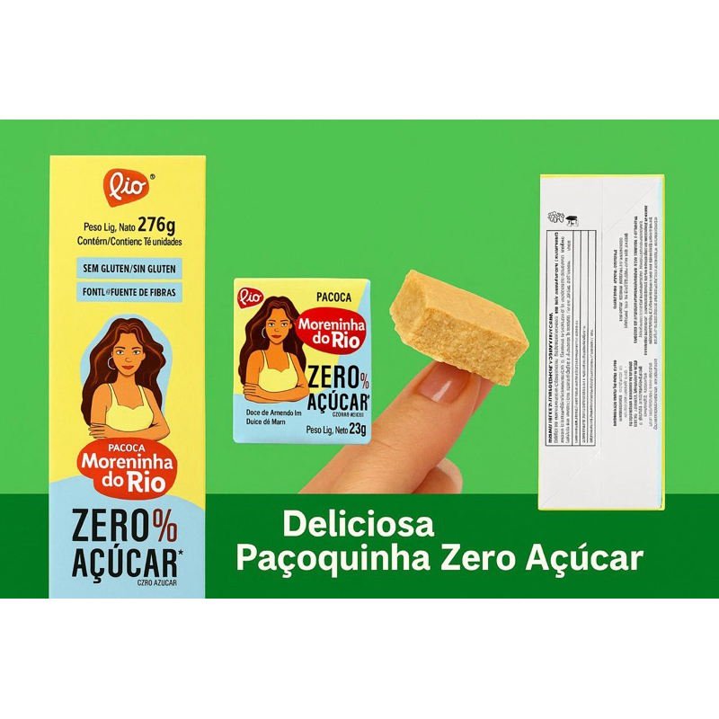 Paçoquinha Moreninha do rio zero açúcar c/12 unidades pacoca zero ...