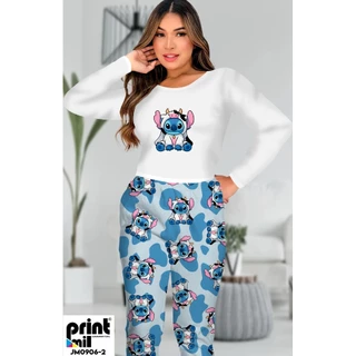 Kit 10 Pijamas calça manga longa personagem suede Virgínia em Oferta na Shopee
