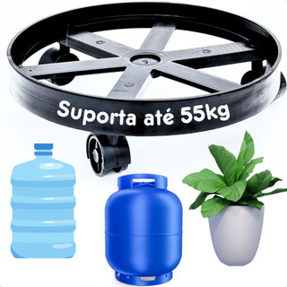 Suporte Para Botijão Bujão Butijão De Gás Vasos Galão Base Apoio Com Rodinha Resistente