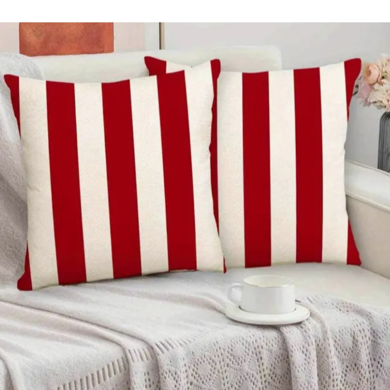 capa de almofada listra vermelha decoração capa almofada listrada kit 2 capas