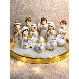 Mini Presépio Infantil 7,5cm Decoração de Natal 11 Peças Enfeite Natalino