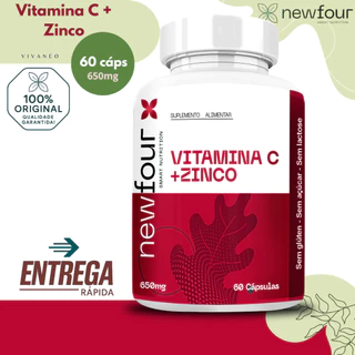 Vitamina C + Zinco 650mg 60 Cápsulas Pura e Super Concentrada - New Four