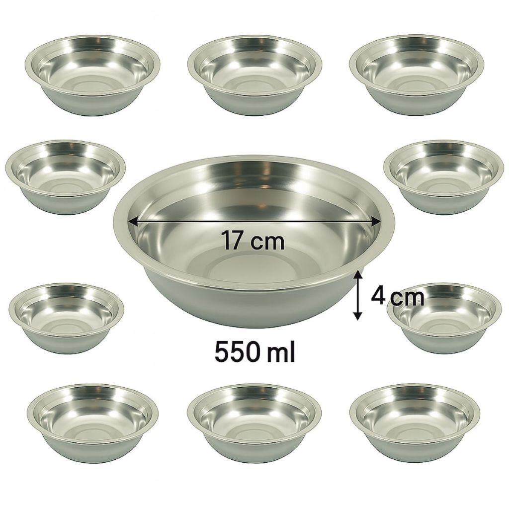 Kit 10 Tigelas bow bolwlRedondas Cumbuca Em Aço Inox 17cm | Shopee Brasil