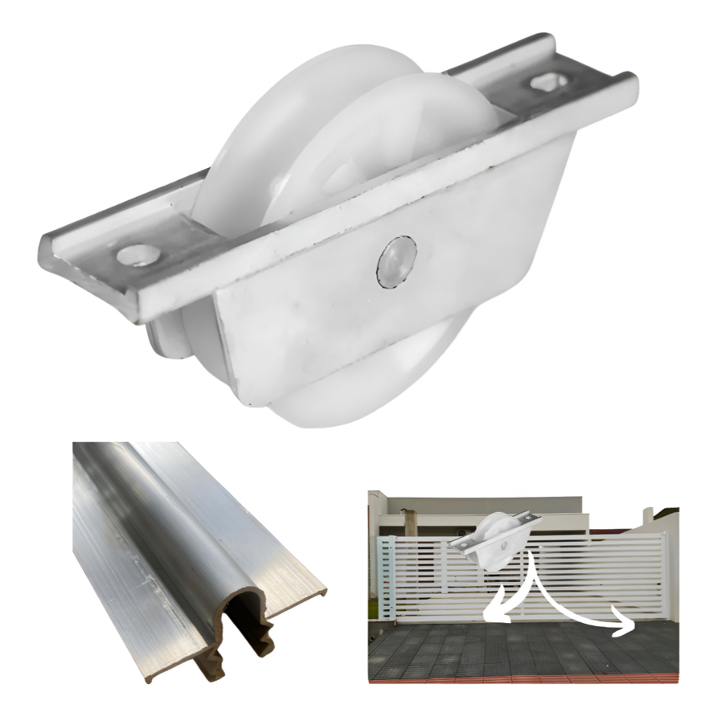 Roldana em Nylon com cavalete em Aluminio para Portão de Correr Roda ...
