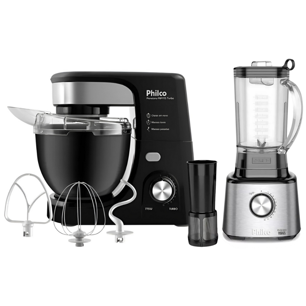 Kit Batedeira Planetaria 700w + Liquidificador Philco 1400w Preto ...