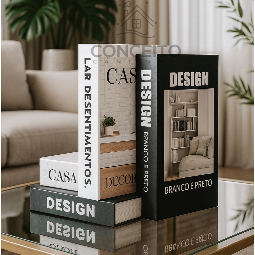 Kit 3 Caixas Livro Decorativo Porta Objetos Decoração Casa Sala ...