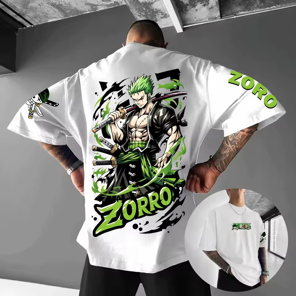 Camiseta Basica e Oversized Anime Manga Zoro Monkey D Luffy One