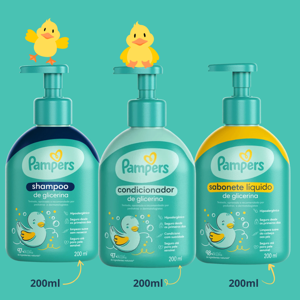 Kit Pampers Bebê e Recém-Nascido - Shampoo + Condicionador + Sabonete ...